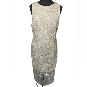 Alexia Admor Cream Sheath Midi Dress Mock Neck Sleeveless